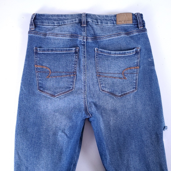 American Eagle Distressed Curvy Super Hi Rise Jeggings Size 8 - Picture 2 of 10